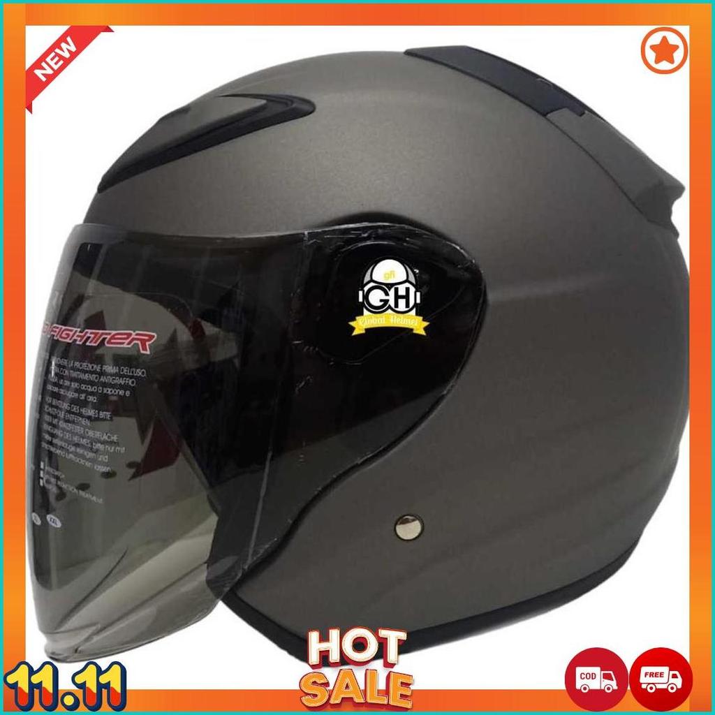 Helm Nhk Half Face Nhk R6 Nhk R 6 Solid Polos Grey Doff Nhk R6 Polos [H2]