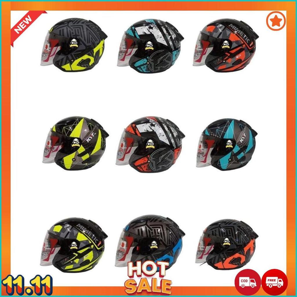 (Terbaru) Helm Kyt Galaxy Slide Flat R Motif Helm Half Face Double Visor Original Sni Dot [H2]
