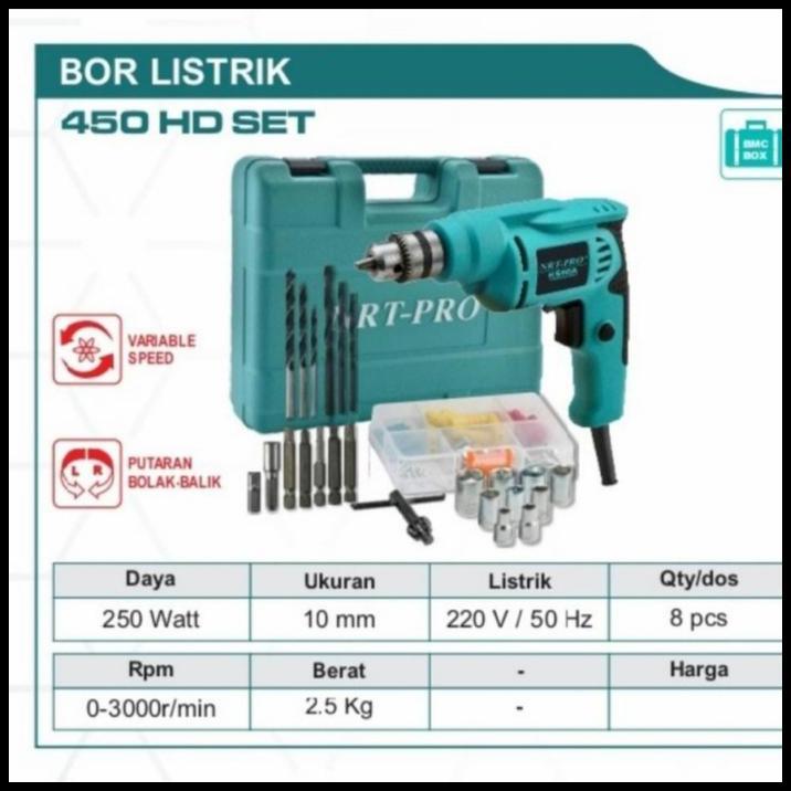 DISKON BOR TANGAN LISTRIK 10MM SET NRT PRO 450HD NRT450 HD 