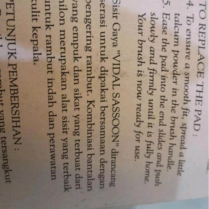 vidal sassoon putih, sisir vidal, sisir rambut