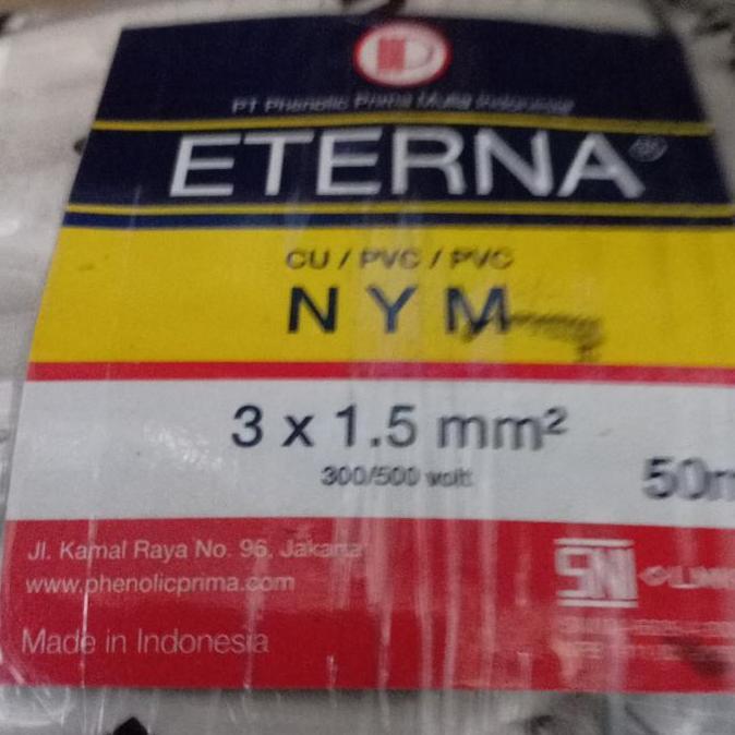 NEW kabel 3 x 1.5 SQMM x 50 meter rol NYM ETERNA ACsplit instalasi listrik