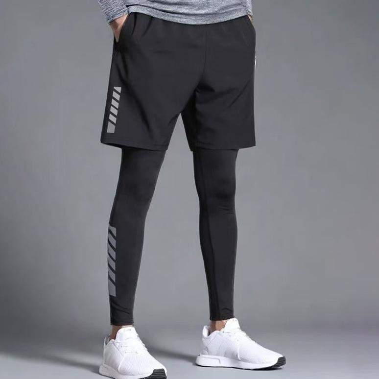 ORIGINAL PRODUK BARUKAMB 2PCS CELANA LEGGING SPORT PANJANG PRIA +CELANA PENDEK