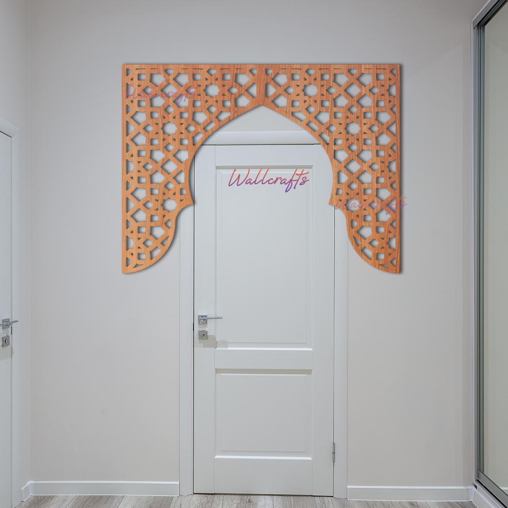 Hiasan Dinding "Mihrab Mushola Pintu" Dekorasi Minimalis Cutting Laser Bahan Plywood