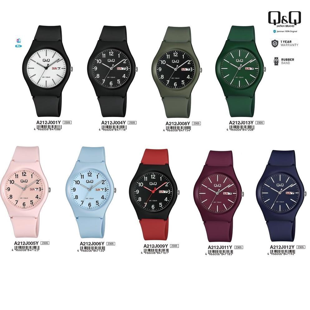 Q&Q QQ QNQ A212 A212J A212J011Y DAYDATE DISPLAY ANALOG ORIGINAL WATCH JAM TANGAN WANITA PRIA