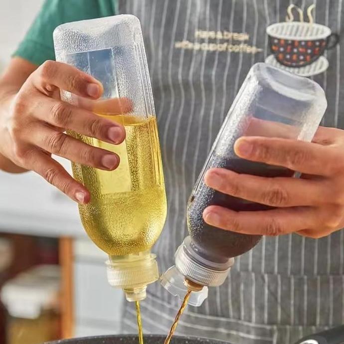 CHICKLEP Botol Fliptop untuk Minyak Makan Kecap Saos Saus Madu tomat Bumbu Cair Dapur Plastik bentuk