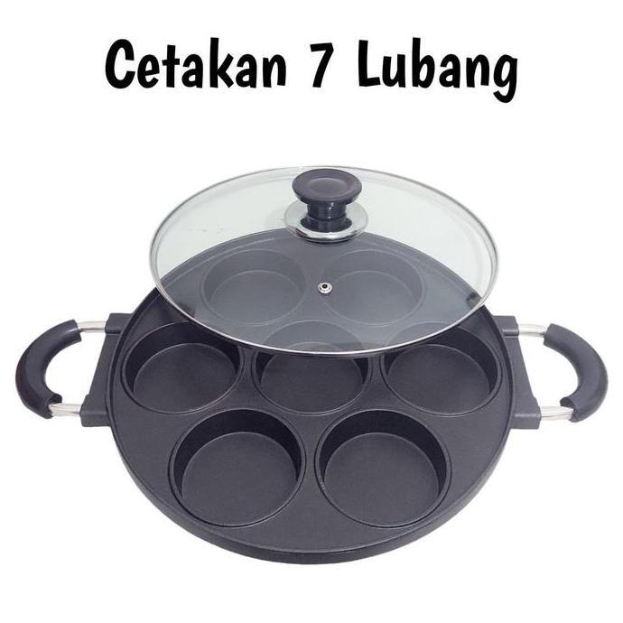 BEST Cetakan 7 Lubang Datar HAPPYCALL / Cetakan Martabak Mini Cetakan Kue Lumpur Dll Baja Teflon Kit