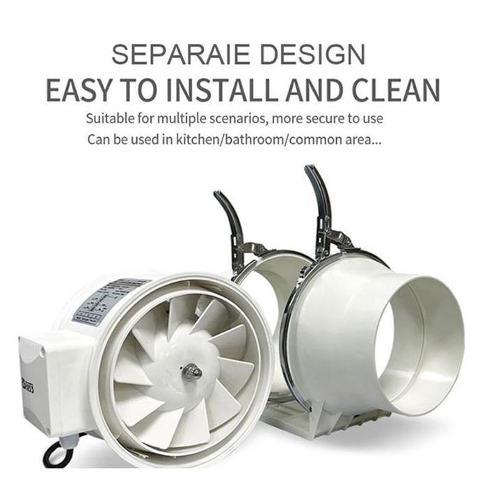 QINGACHO Blower Ventilasi Kipas Saluran Sebaris Blower Ventilasi Pembersihan Saluran Segaris Inline 