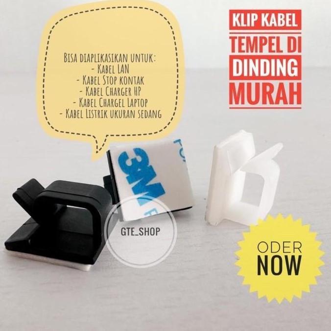 Promo Klip Kabel Tempel Klem Kabel Tembok Double Tape Cable Clip Management Cod