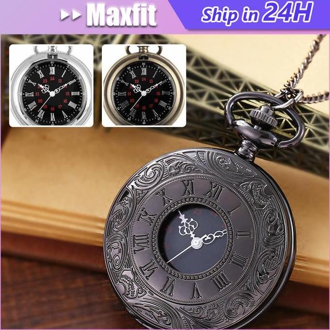 Jam Saku Antik Vintage Pocket Watch Quartz Necklace Pendant Jam Saku Antik Kuno