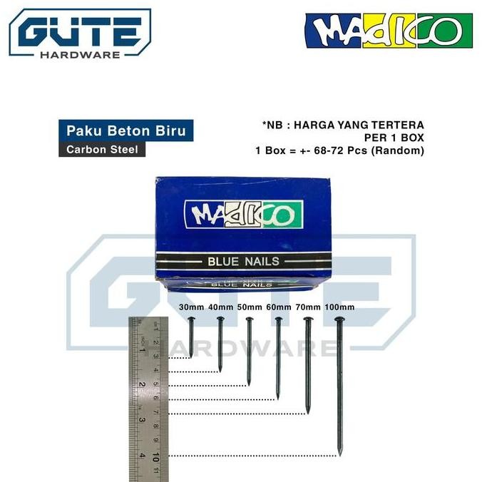 Paku Beton Biru Madico (BOX) Carbon Steel  Paku Tembok Cor