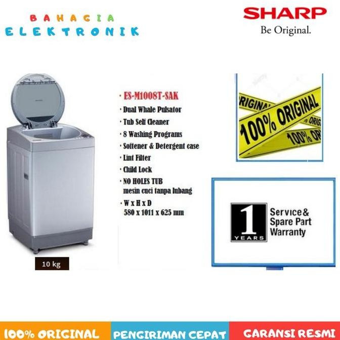 Promo SHARP MESIN CUCI ES-M1008T-SA 10KG COD