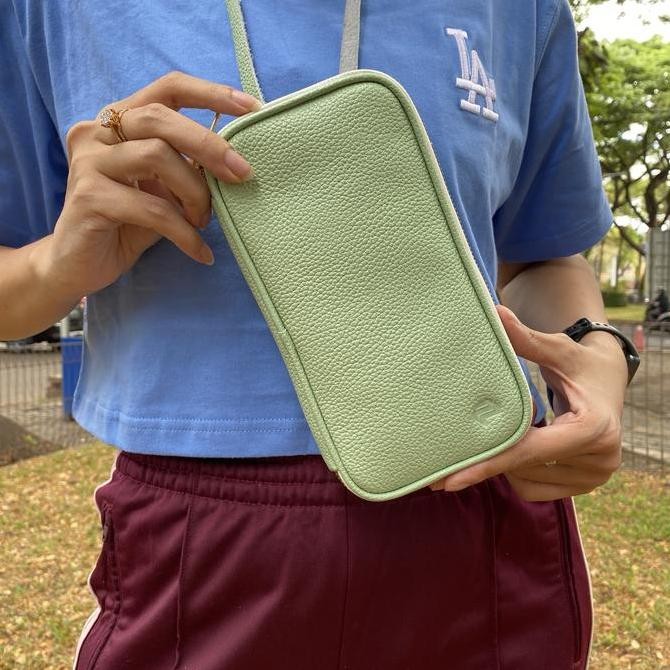Dompet Gantung Hanging Phone Wallet Leather Lanyard Kulit Sapi Asli Kartu