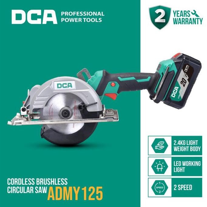 DCA Brushless Circular Saw / Gergaji Sirkel Baterai 20V 125mm ADMY125