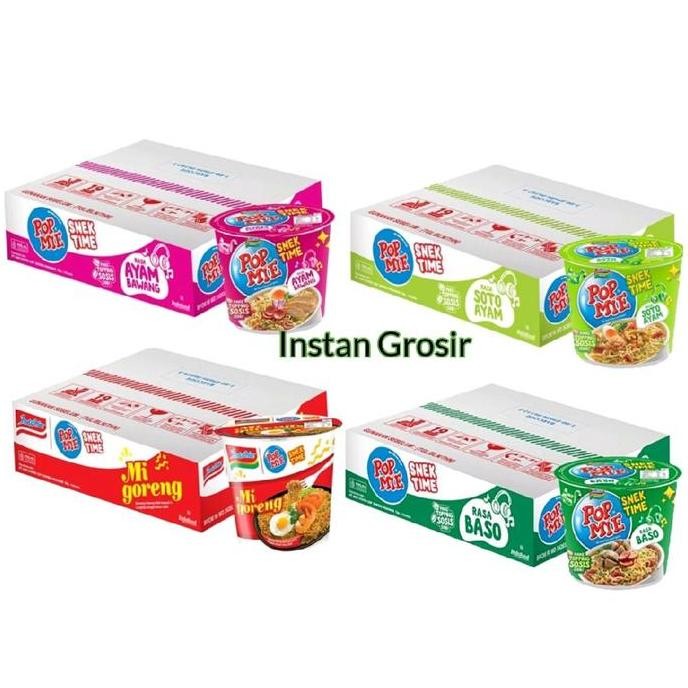 Pop Mie Snack Time - 1 Dus Isi 12 Pcs Pop Mie Mini Instan Goreng & Kuah Semua Varian Rasa Kemasan Cu