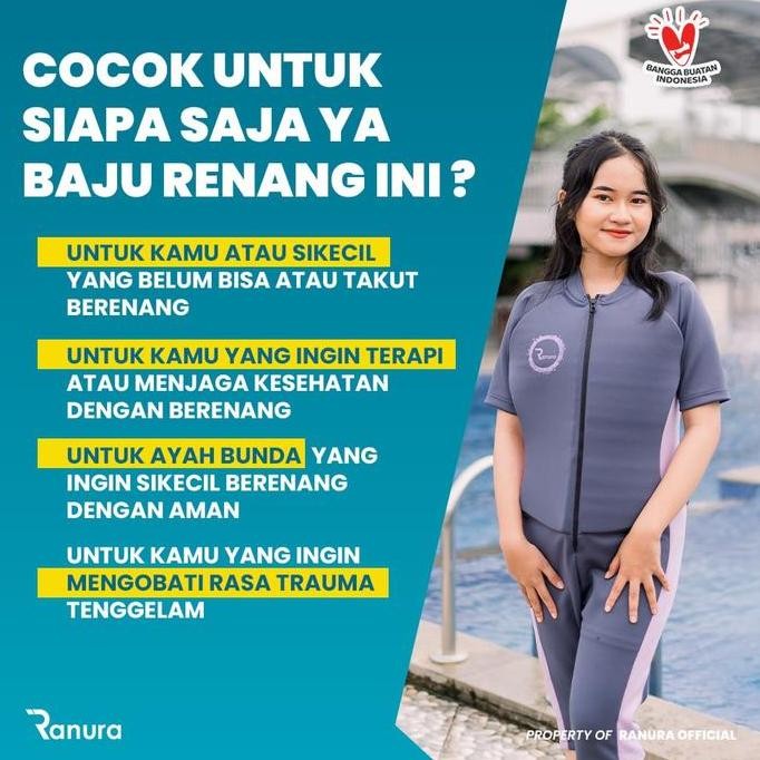 Baju Renang Pelampung Wanita Ranura Scuba Import Premium Female Grey Purple Air Sport