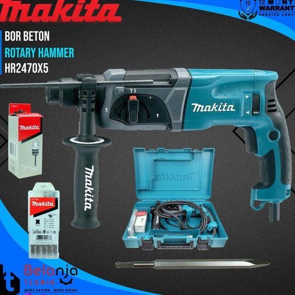 CAVERLY- Makita Mesin Bor Bobok Beton HR 2470 X5 HR2470 Rotary Hammer SDS 780 W