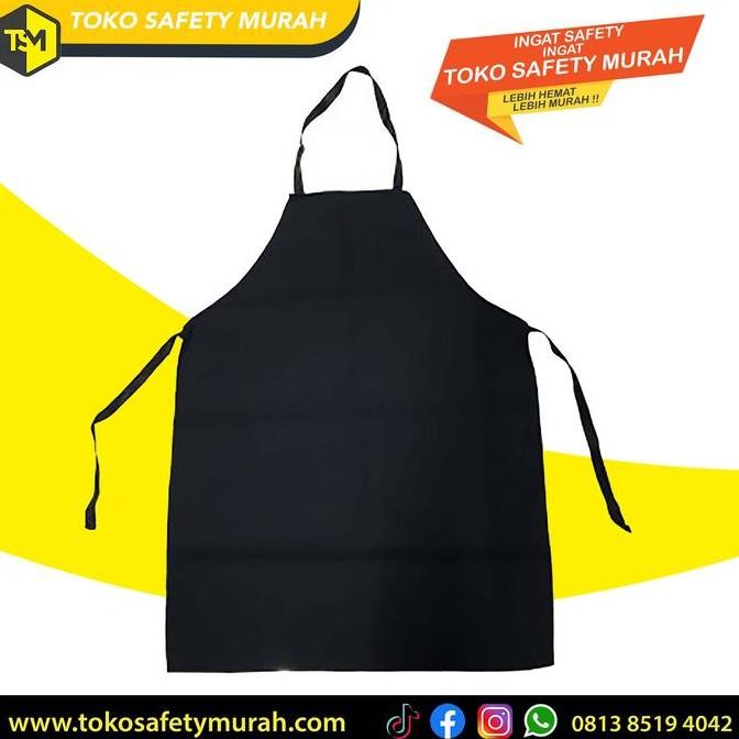 Apron Drill Warna Hitam Polos Celemek Kain Celemek Masak Koki
