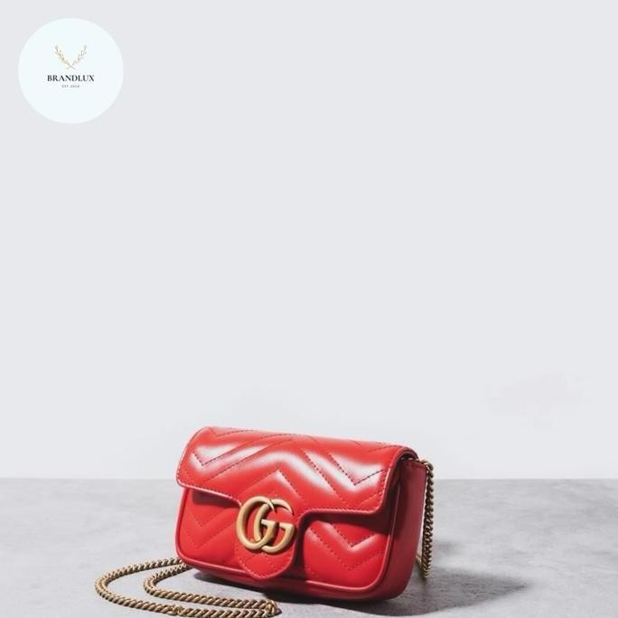 Gucci Gg Marmont Super Mini Bag All Black Red