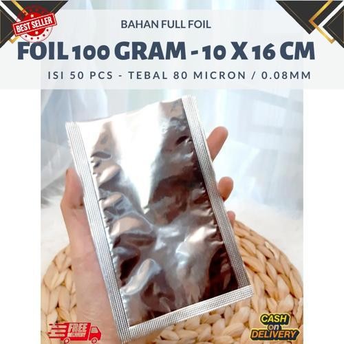 Terlaris FOIL SACHET - Plastik Foil Silver - alumunium foil 100 gram uk.10X16,Distributor Kemasan Al