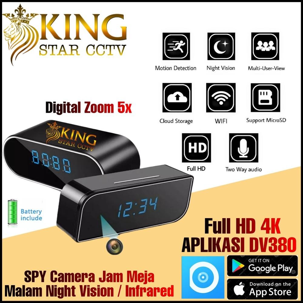 IP KAMERA PENGINTAI CCTV MINI SPY WIFI WIRELESS IP CAMERA CCTV JAM MEJA 1080P RESOLUSI 4K kamera cct