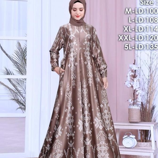 DF323>> Gamis Nagita Maxmara Silk Premium Busui Motif Terbaru Fashion Muslim 2024 Kekinian | Dress M