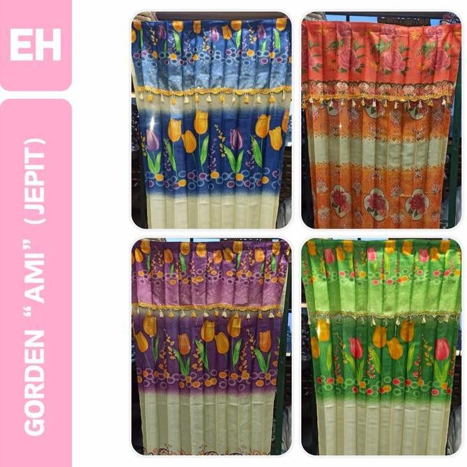 Gorden jendela/gorden bunga/gorden motif bunga/gorden tulip/ami/gorden