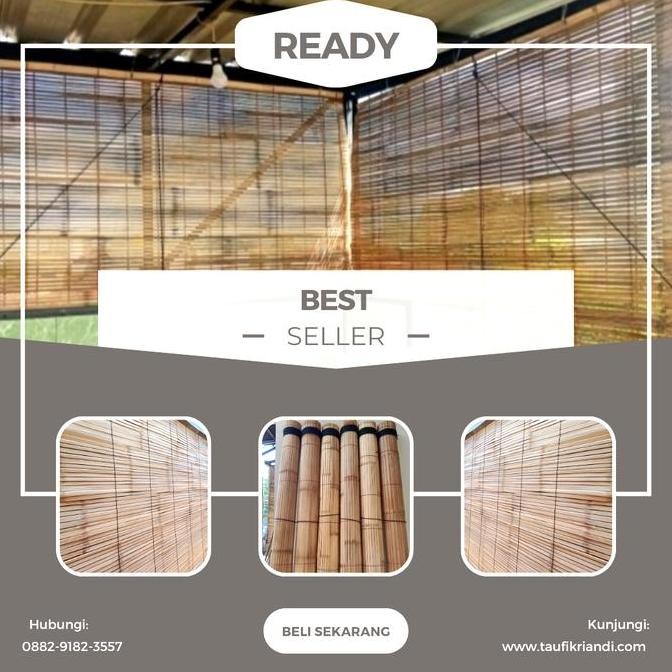 Tirai Bambu ukuran 2x3 krey bahan ati bambu kulit