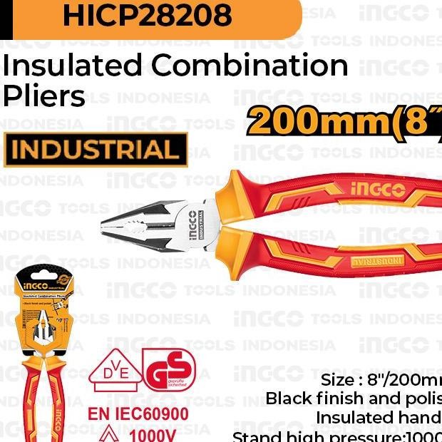 Insulated Combination Pliers 8 Ingco Hicp282 Tang Listrik Kombinasi