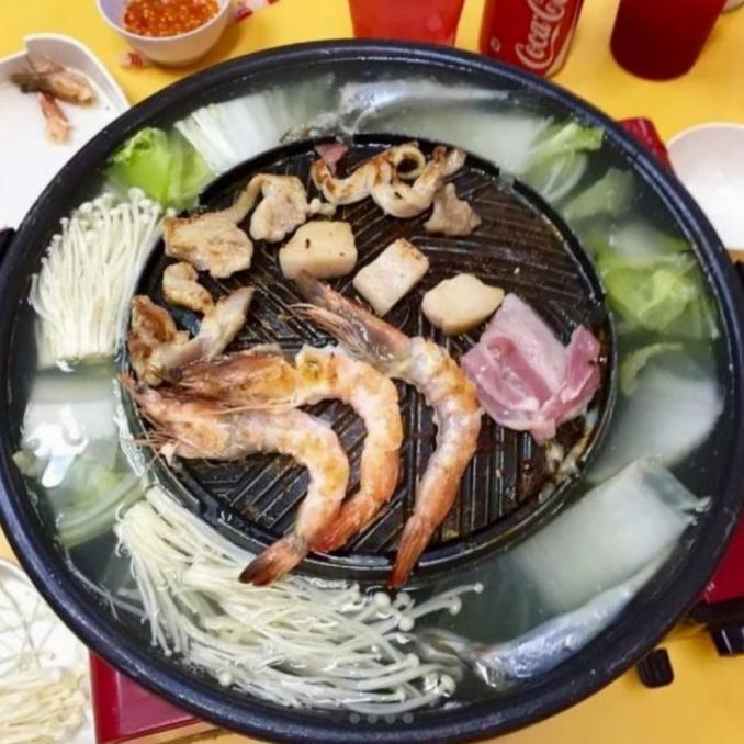 Bulgogi Pan Panci Steamboat BBQ Grill Kompor 2in1 Panggangan BBQ Korea Hotpot BBQ Kompor 2in1 Grill 