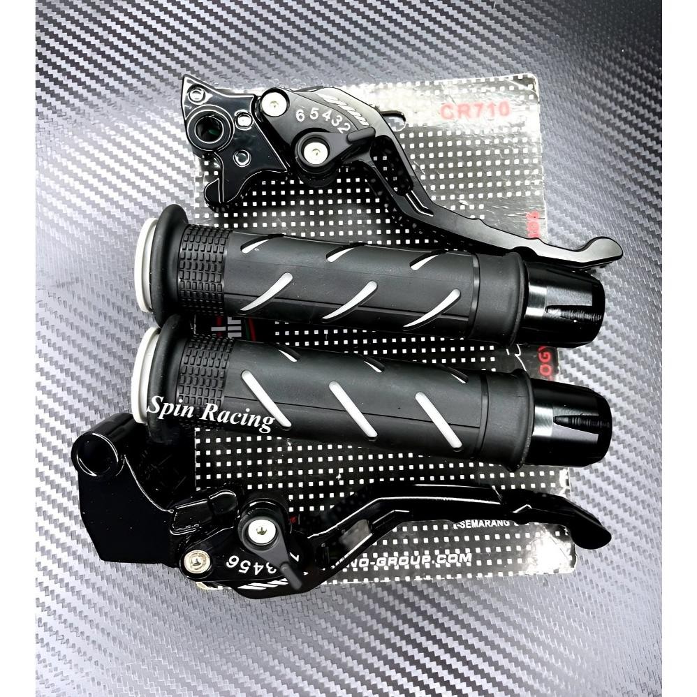 Paket 3in1 Handgrip Sisik + Jalu stang cnc + handle stelan cnc Mio Vario Beat RK king Vixion aerox P