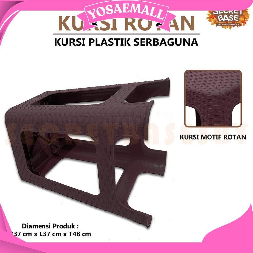 Kursi Rotan - Kursi Plastik Tinggi / Bangku Tinggi Kokoh / Kursi Motif Rotan Murah Ori