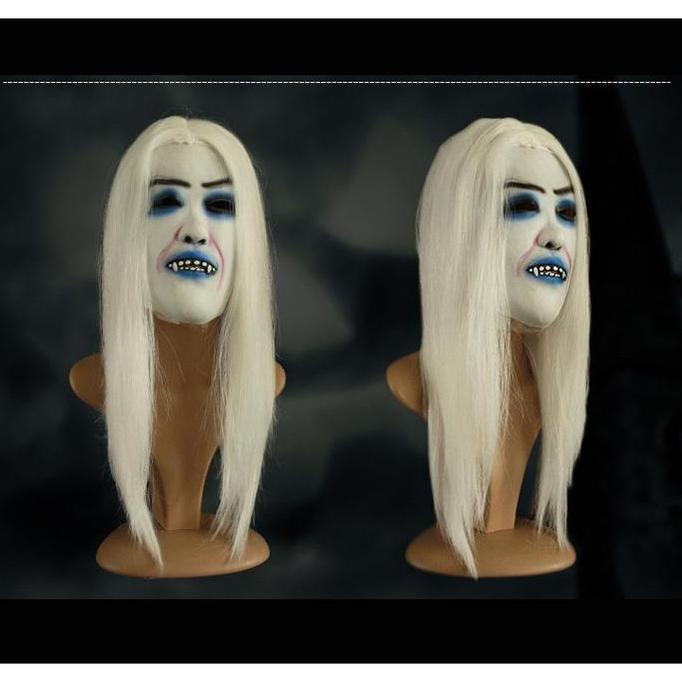 NEW topeng set wig putih halloween cosplay hantu