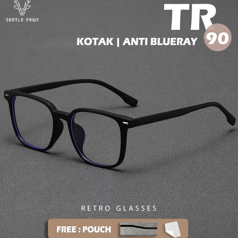 ARURU- GENTLE FAWN Kacamata Antiradiasi Blueray TR90 Lentur keren Anti UV Kotak Style Bisa Minus Fas