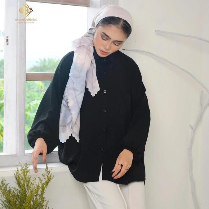 Kemeja / Blouse Oversize Giwa Series Polos (Asiani) Crinkle Formal Panjang Maroon