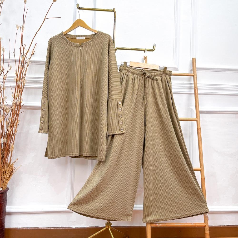 Setelan Kulot Kaos Knit Gloria - JV Hasanah Oneset Baju Knit Gloria Kancing