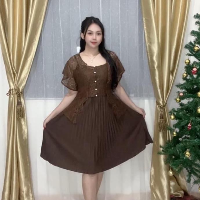 Promo DRESS ANITA /DRESS OUTER WANITA/DRESS KEKINIAN WANITA/DRESS KONDANGAN/DRESS PESTA NATAL/OUTER 