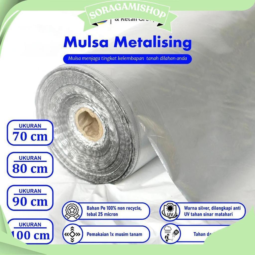 Plastik Mulsa Perak 1 Roll 8 Kg Mulsa Grenjeng Lebar 80 Cm Ori
