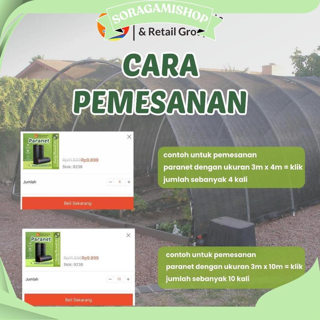 Paranet Tanaman/Jaring Paranet 70% Rajut Segitiga Lebar 3 Meteran Ecer Ori