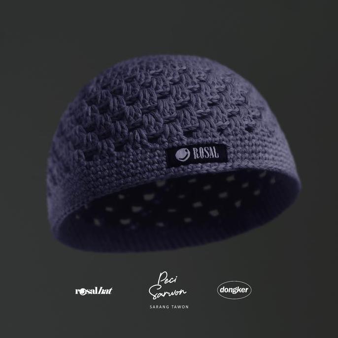 DR182>> Rosal Peci Sarwon Original Peci Rajut Kopiah Sholat Pria Abu Muda Motif Sarang Tawon Nyaman 
