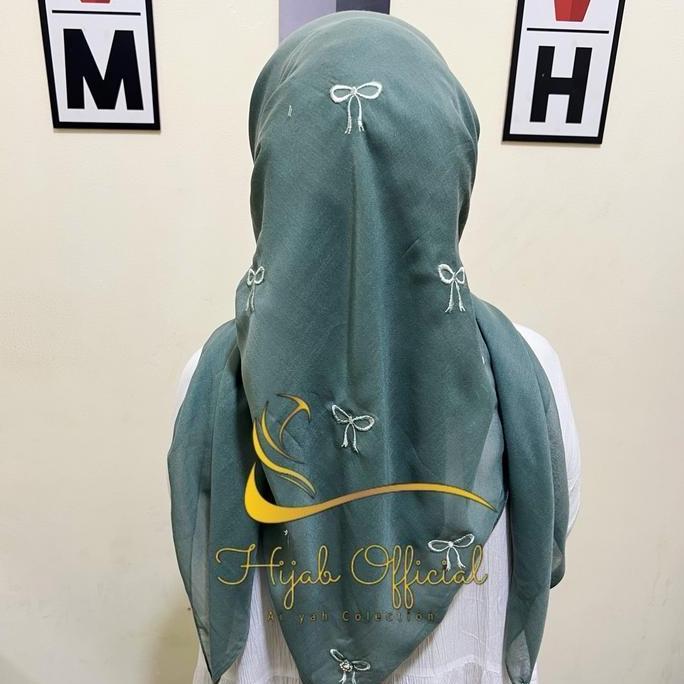 DI65 - Jilbab Segi Empat Paris Coquette dengan Bordir Pita Bahan Lembut Kerudung Wanita Muslim premi