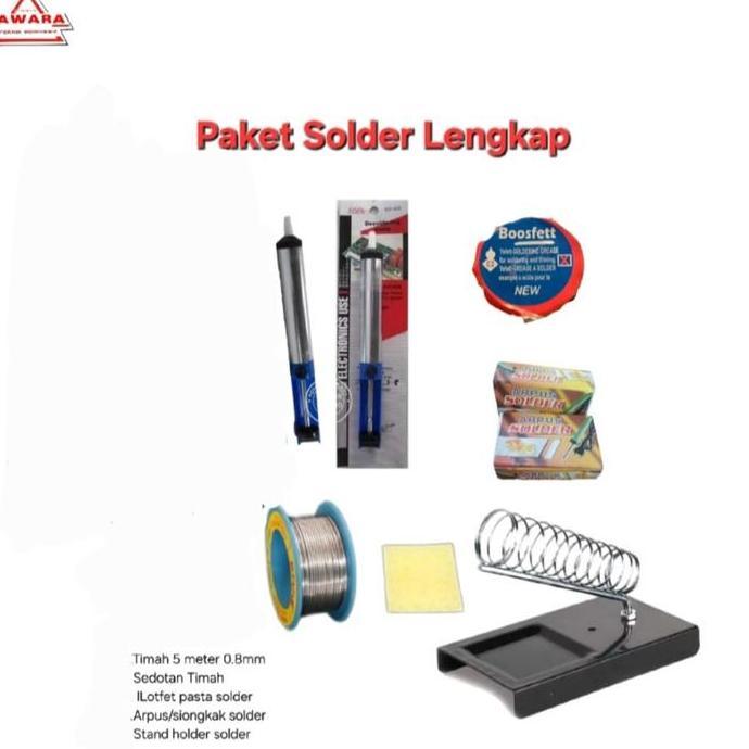 KAHONO SOLDER 40 WATT SOLDER TEKIRO Paket Lengkap Peralatan Solder-Timah panjang 5meter 0.8mm-tempat