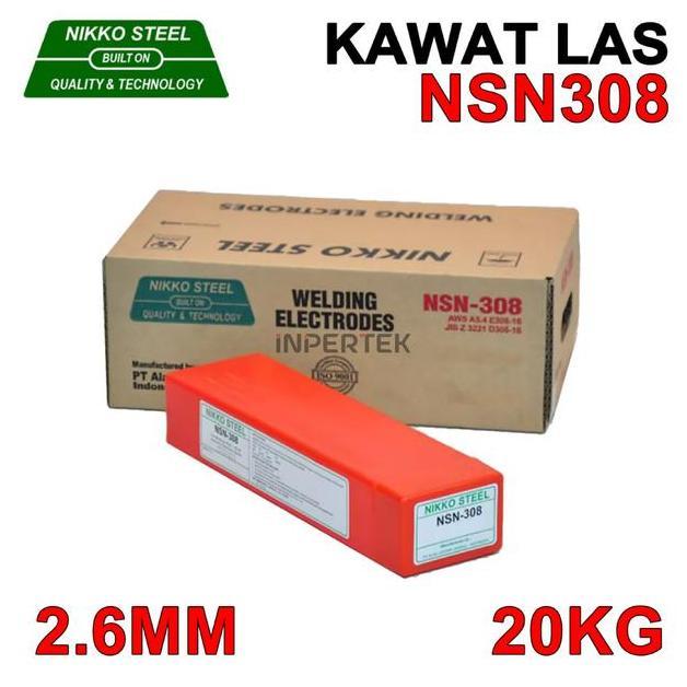 QUIXOTE Kawat Las NSN308 2.6mm NIKKO STEEL Elektroda NSN 308 2.6 mm Welding Listrik 2.6 X 300 Stainl