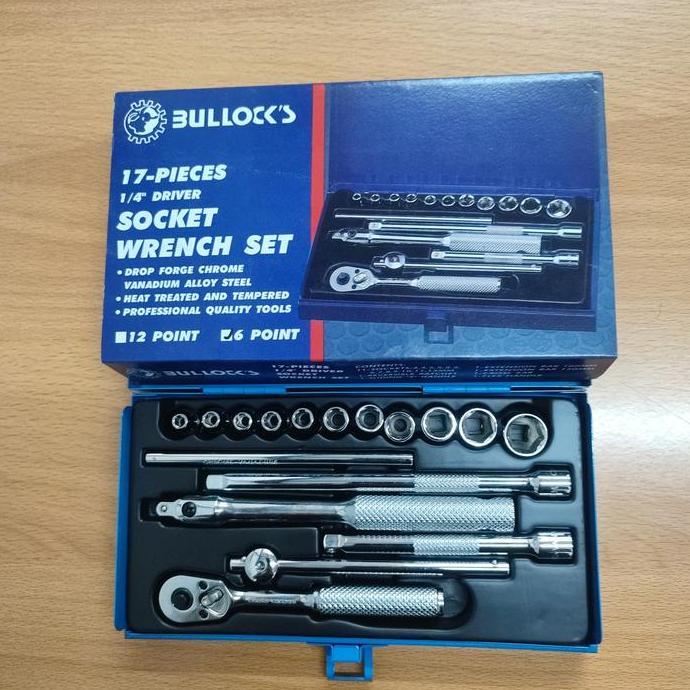 Kunci Socket Set Bullock  1/4" DR 17Pcs  6-13MM (6PT)
