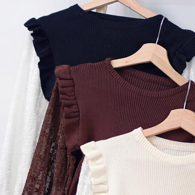 WEWEE Kenji Blouse mewah elegan 2024 ala korea Outer Wanita Atasan Bulu Knitwear