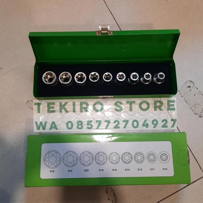 kunci shock bintang TEKIRO set 9 pcs 1/2" Dr box besi