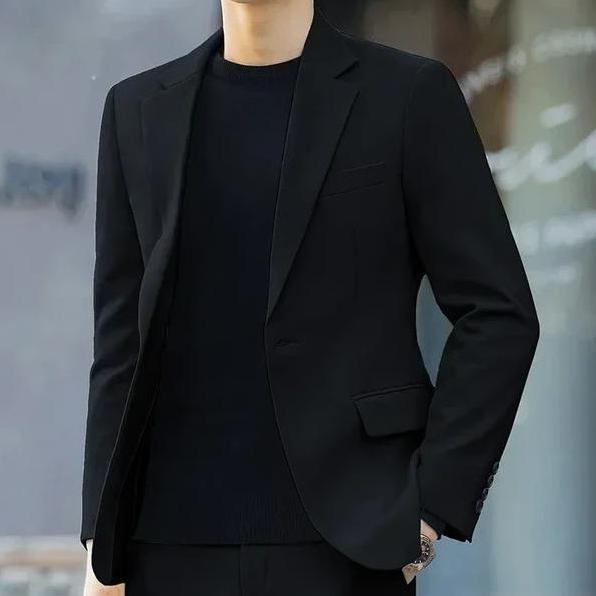 Best Jas Pria Slimfit /Jas Pria Formal /Jas Hitam Pria Bahan Jetblack High Quality HT