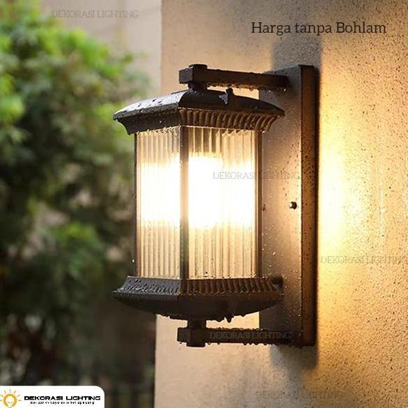 Lampu dinding outdoor kaca kristal Authentic lampu taman waterproof