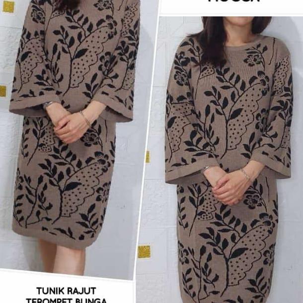 Promo dress panjang wanita tunik rajut import COD