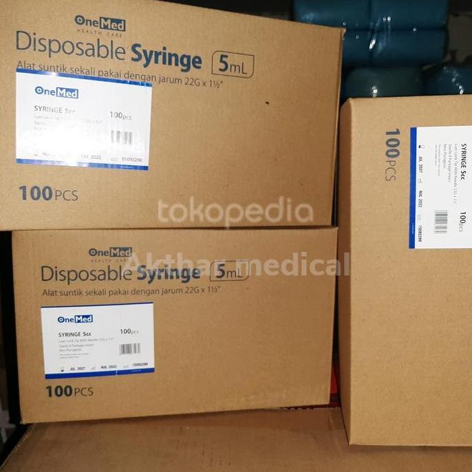 Ready stock Disposable syringe 5cc onemed with needle 22g/ spuit 5cc onemed