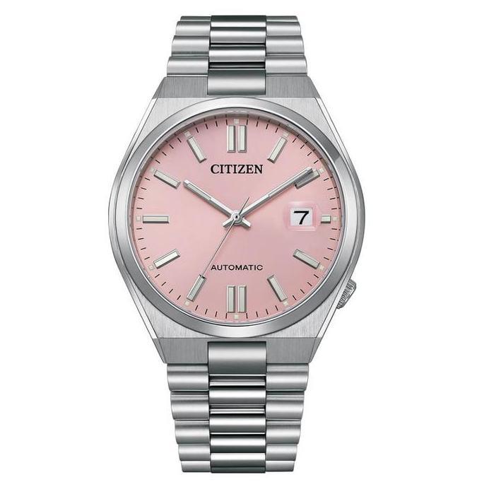 Jam Tangan Pria Citizen Tsuyosa NJ0158-89X Automatic Sapphire Pantone Dreamy Pink Dial Stainless Ste
